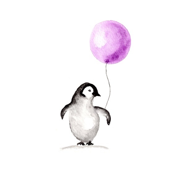 Items similar to Penguin Art print Watercolor 5x7 on Etsy