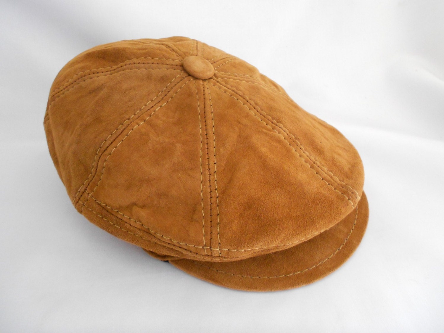 men's suede leather newsboy hat .Handmade genuine by Smyrnacrafts