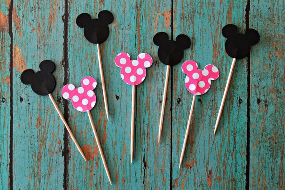 Pink Minnie Food Picks - Party Picks, Appetizer Picks, Minnie Mouse, Minnie Party, Classic Minnie, Birthday Party Il_570xn