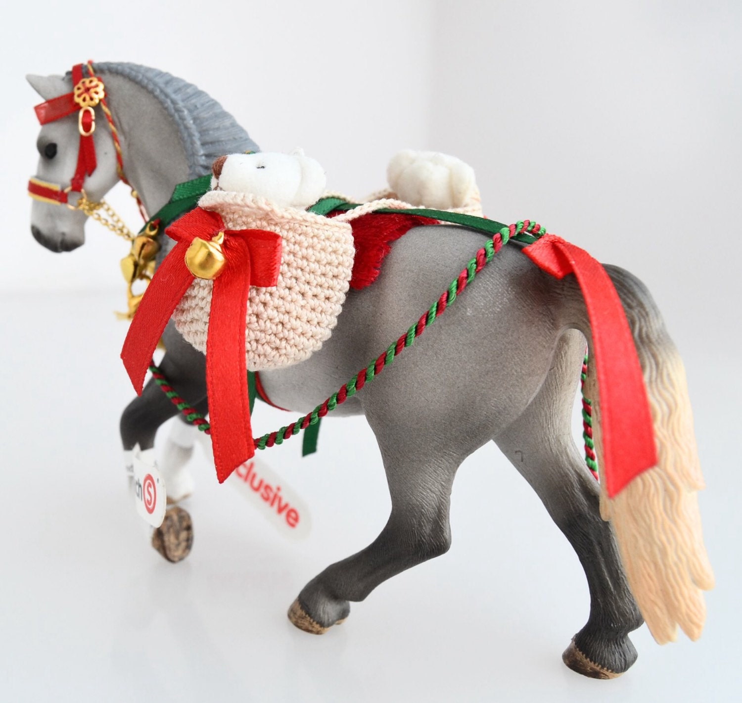 Christmas tack for SCHLEICH model HORSES with plush teddy