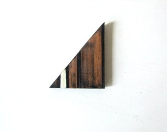 Recycled Leather Brooch, Black Geometric Pin, Leather Gift for Her, Gift under 15 USD, Handmade in UK, OOAK Leather Brooch