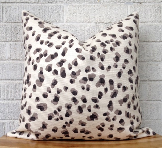 Leopard Print Pillow Cover 18 inch black grey ivory animal