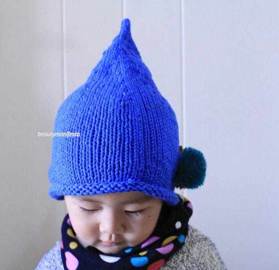 Pixie Hat Elf Hat Pointy Hatblue Crochet by beautymanifesto