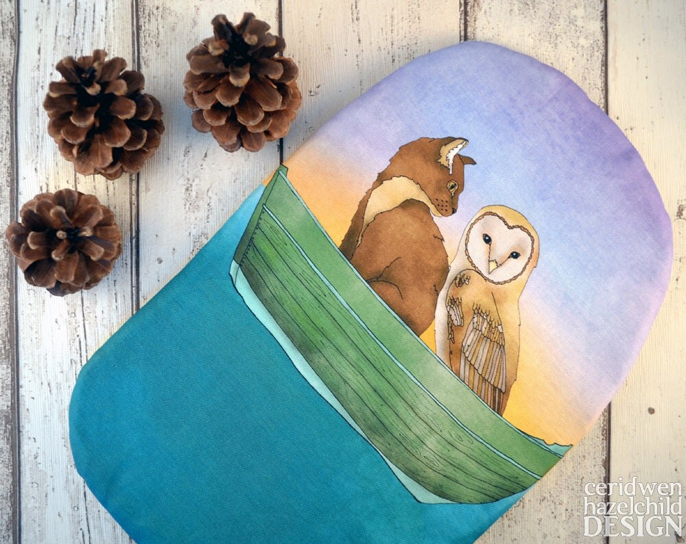 Owl and Pussy Cat Hot Water Bottle Cover