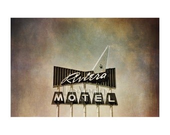 Vintage Neon Sign Photo, Riviera Motel Sign, Retro Decor, Road Trip, Colfax, Denver, Mid-Century Modern