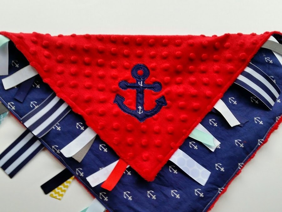 Nautical Tag Blanket. Nautical Baby Blanket. by jennypennydesigns