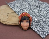 OOAK jewelry pendant Art Doll Face ELF by Kristiina Meiner