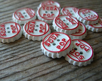 Vintage Soda Pop Buttons - Button Lot - Plastic Buttons - Vintage Plastic Buttons - Bottle Cap Buttons