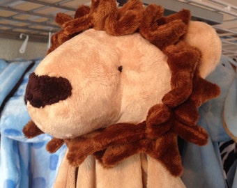 Minky Snuggle Blanket Toy, animal security blanket buddy, sculptured with animal head, Monster, dogs, frogs,giraffes,lions,polar bear