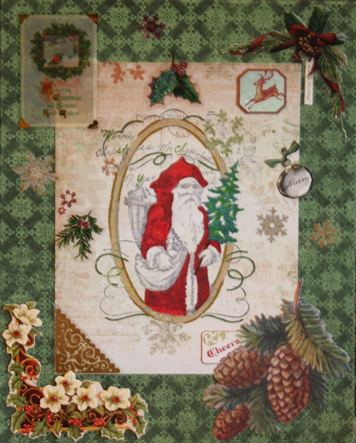 Christmas Decor: Collage Art (Old Fashioned Santa)