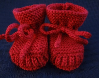 Stay-on Red Baby Booties - Size 0 to 3 Month