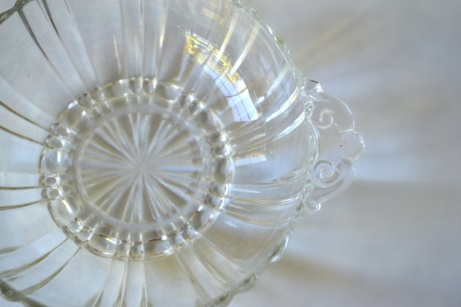 Small Clear Dpression Glass, Pressed Glass Art Deco Condiment Bowl