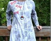 Hand Painted Tunic - long sleeved tunic - Plus size tunic  - Custom Made Top -  Hand painted shirt from Kauai Hawaii