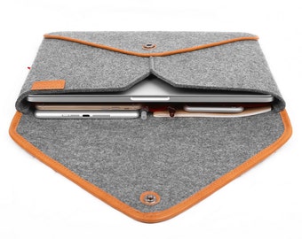 13" Macbook Sleeve Macbook Case Laptop Case Laptop Sleeve Wool Felt Case for Pro 13" Retina Genuine Leather Edge Bag Envelope Style TopHome