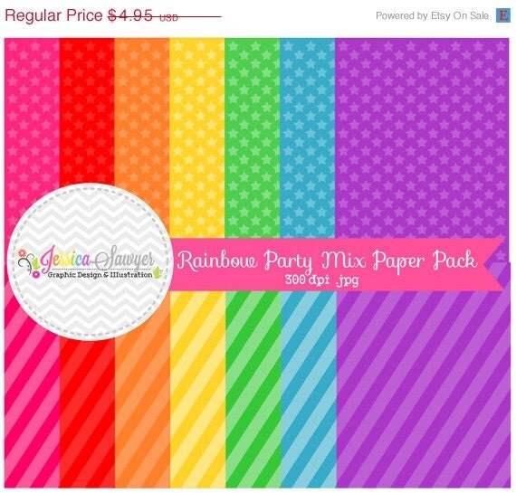 80% OFF - INSTANT DOWNLOAD, rainbow party printable paper - digital paper - 8.5'' x 11'' - rainbow background - commercial use - scrapboo Il_570xn
