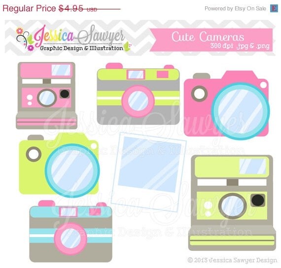 80% OFF - INSTANT DOWNLOAD, cute camera clip art, camera clipart, photography logo, for commercial use, etsy banners, marketing Il_570xn