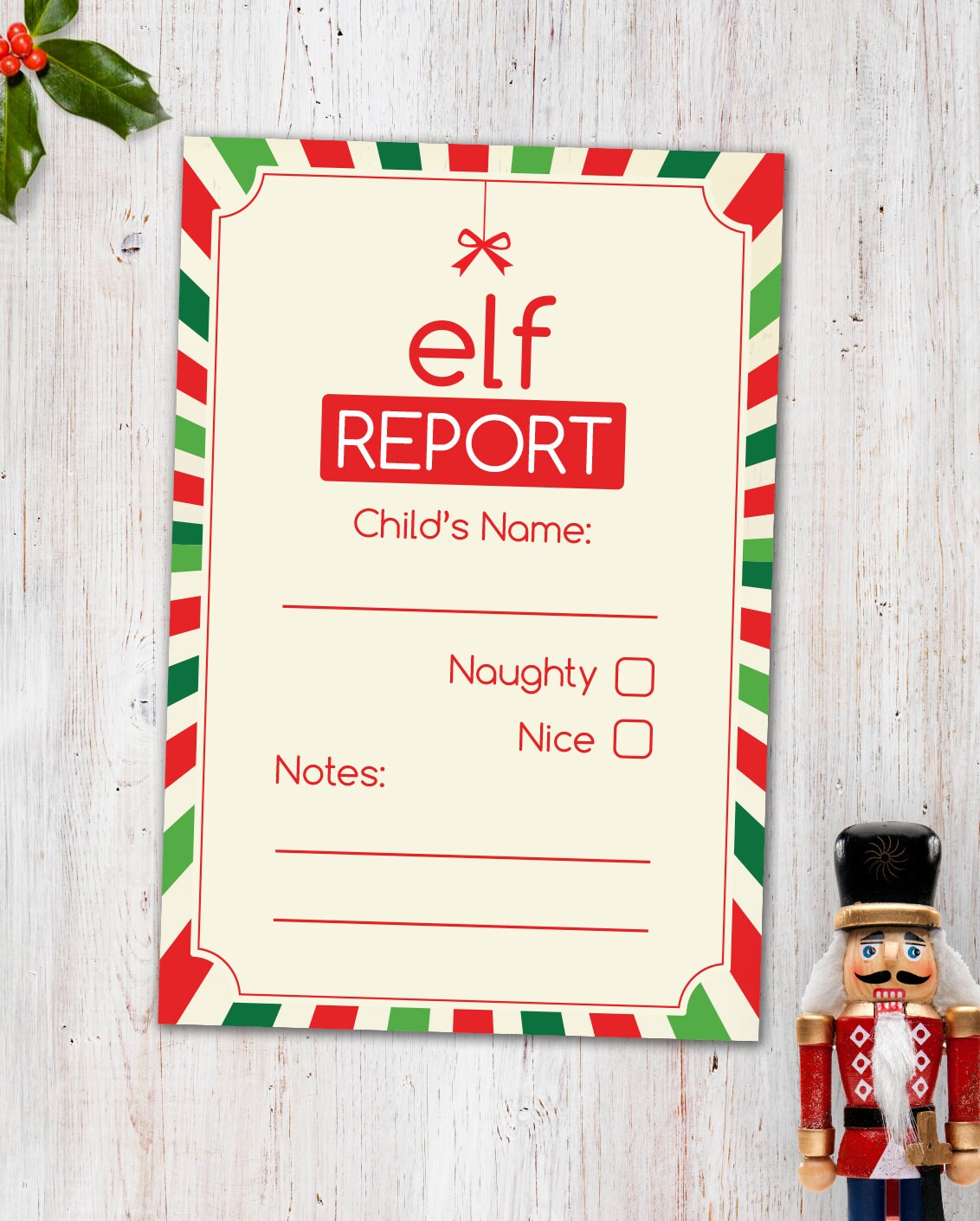 Elf Report Card Digital Printable
