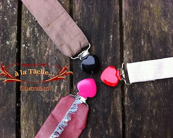 Heart Clips for changeable handles, Red, White or Black