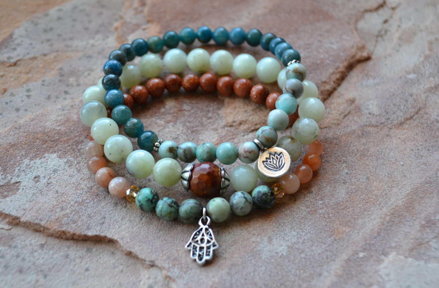 Set of 3 Layering Bracelets Yoga Yoga by GratefulHeartBazaar