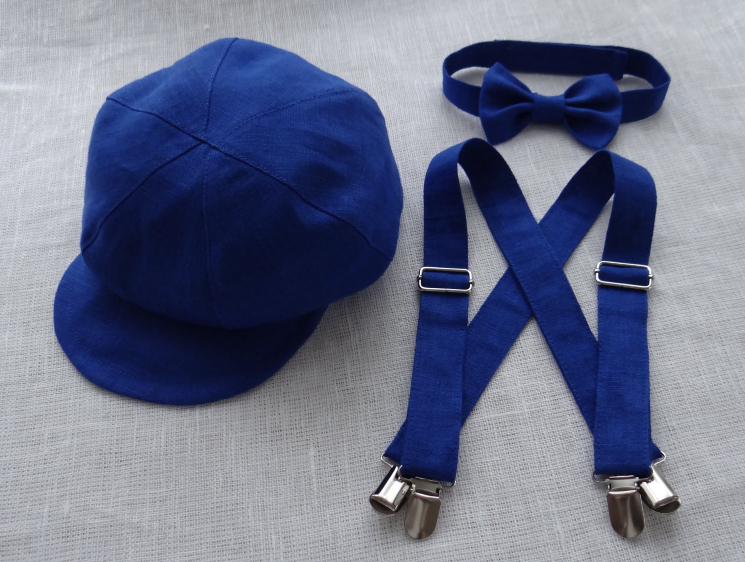 Boy newsboy hat suspenders bow tie baby boy newsboy linen hat