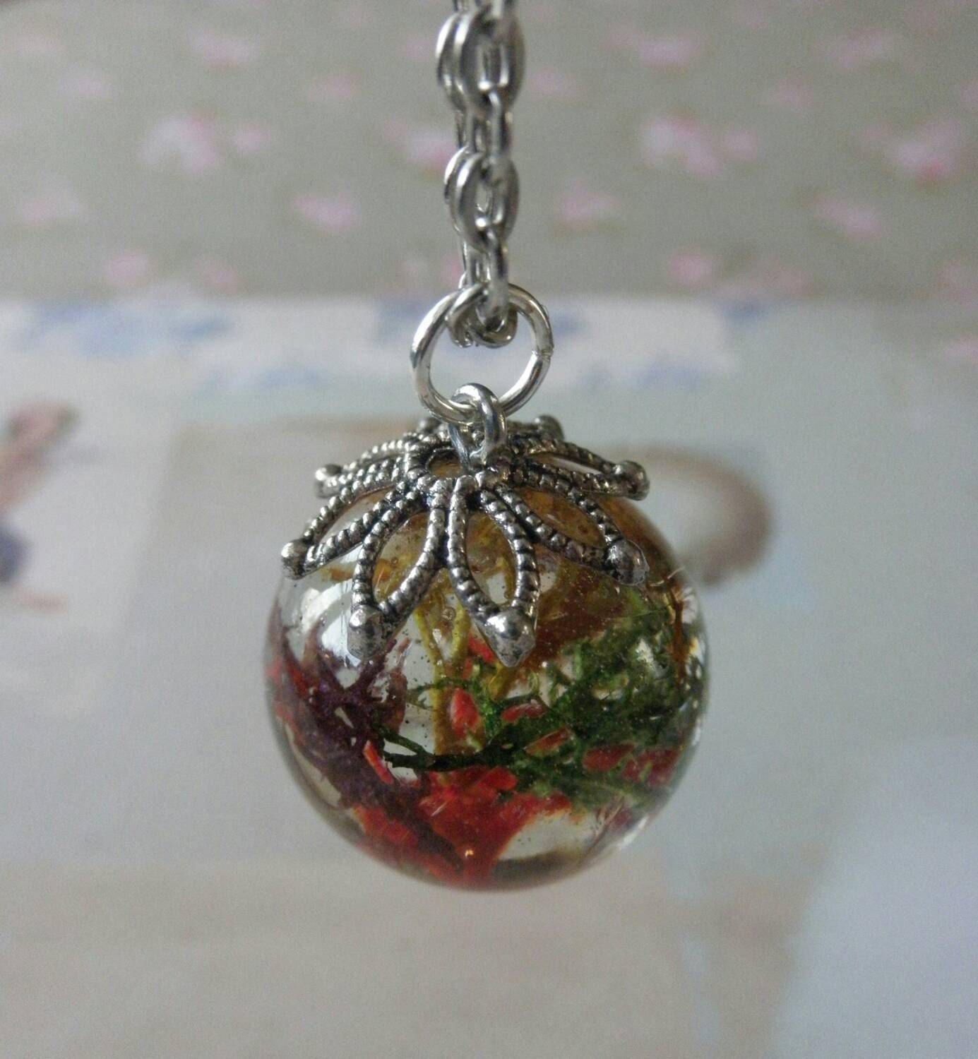 Hand Cast Resin Sphere Orb Pendant Necklace by AquarianMindLLC