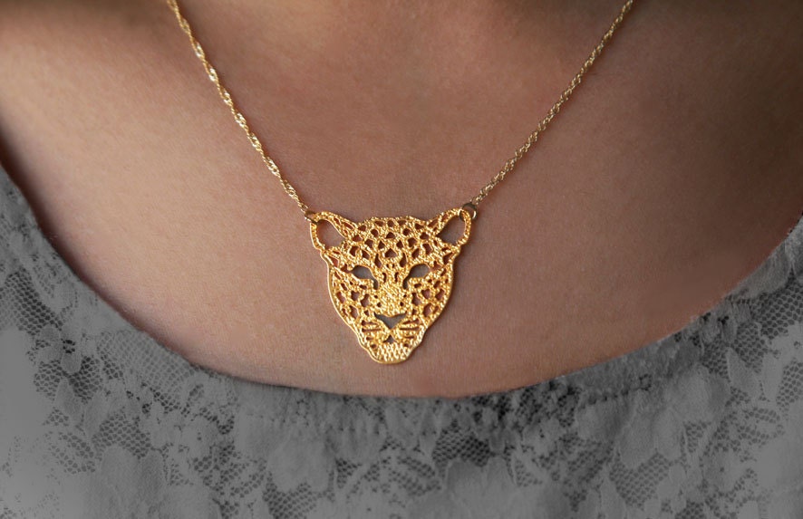 Tiger necklace gold filled chain gold necklace unique