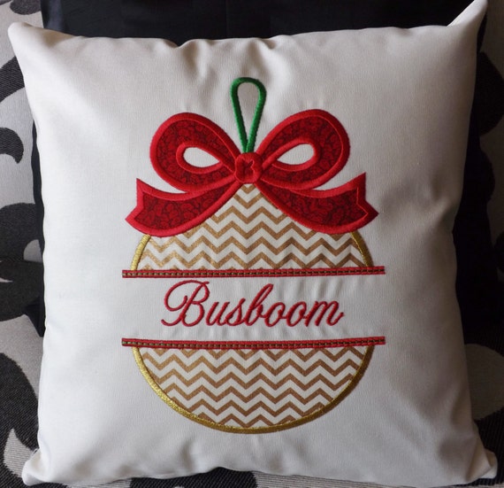 Personalized Christmas Pillow with Applique by ElegantThreadsEtc