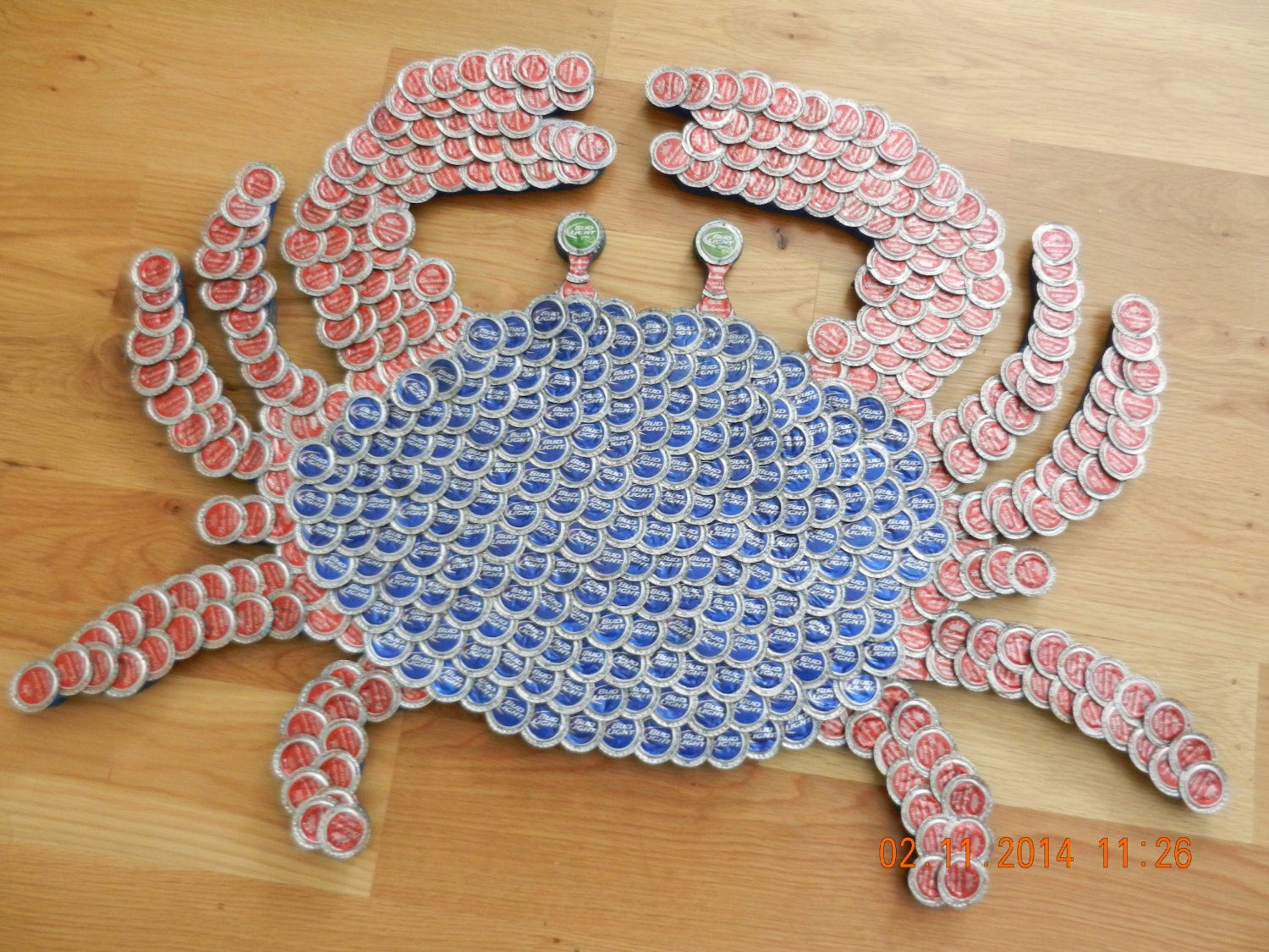 Hand Crafted Crab from Bottle Caps Blue Crab Made to Order