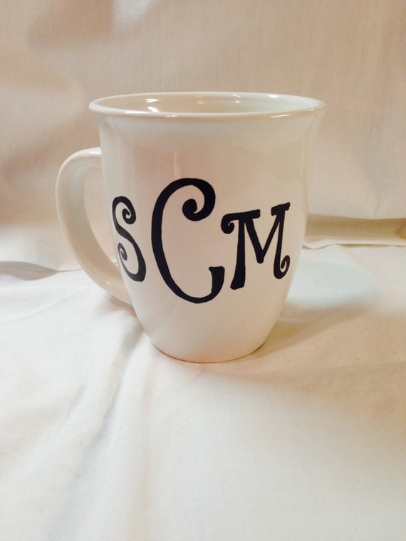 Monogrammed Coffee Cup Initial Mug Personalized Gift Hand