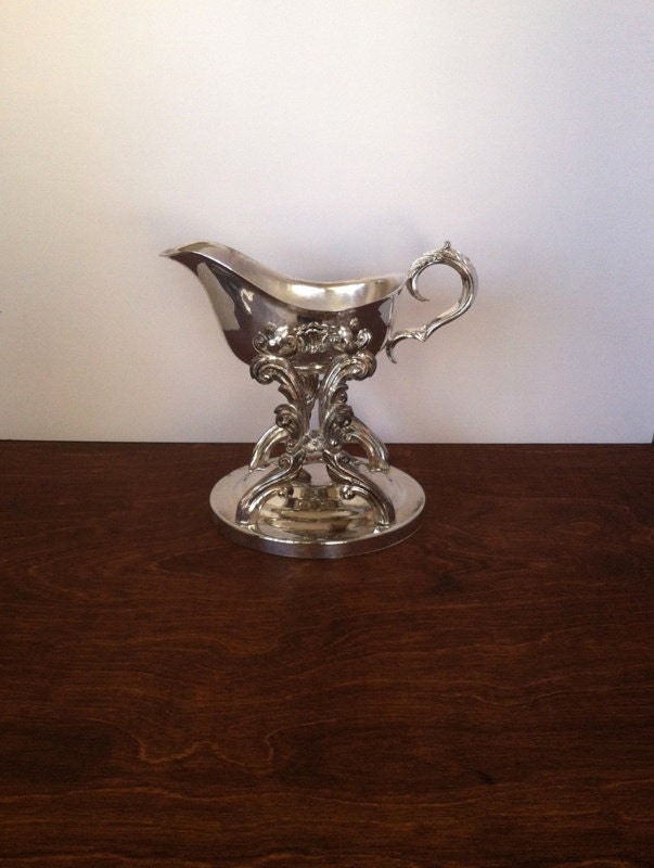 Vintage Silver Gravy Boat with Stand and Warmer Haute Juice