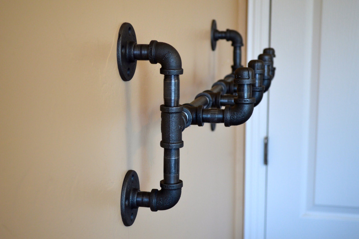 Industrial Pipe Coat Rack Wall Mounting by KingWoodworks on Etsy