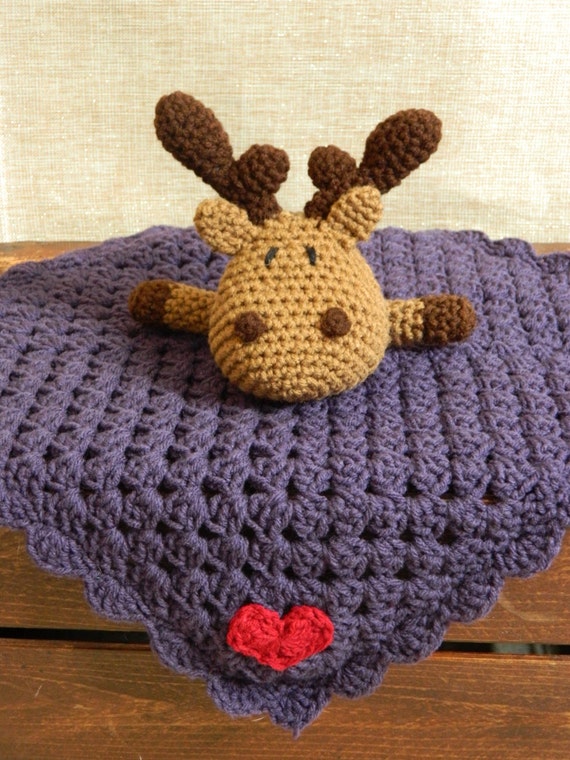 Items similar to Crocheted Baby Moose Lovey/Blanket on Etsy