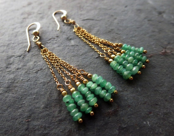 Emerald Cleopatra earrings by MainSequenceDesigns on Etsy