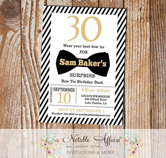 Bow Tie Birthday Invitations 6