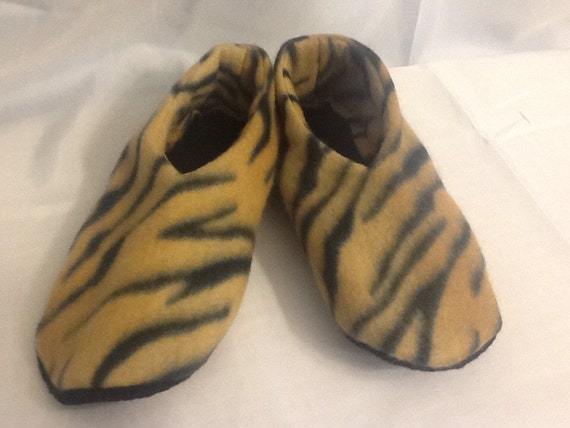 Tiger Print Fleece Booties/Slippers
