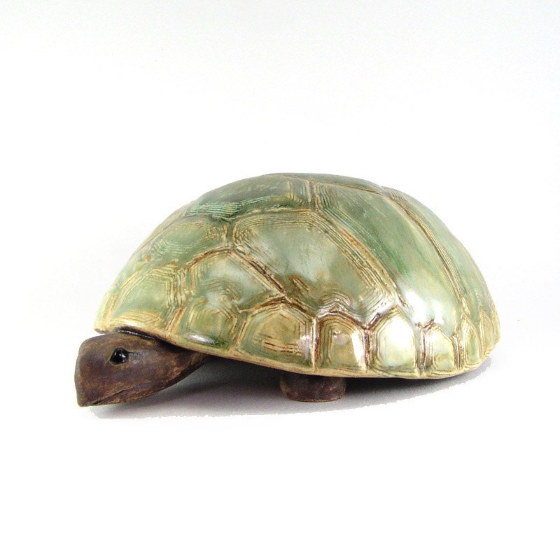 Ceramic Turtle Sculpture Decorative Tortoise Statue Green