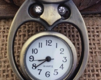 1pcs 32mmx42mm Bronze color Owl pocket watch charms pendant