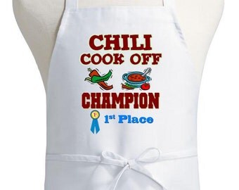 White Bib Apron Chili Cook Off Champion First Place Chef Aprons