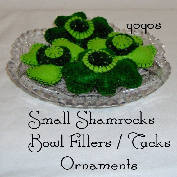 SHAMROCK Bowl and Jar  FILLERS Set of 4 Small St Patricks Holiday Decor