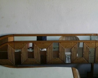 Vintage King Size Headboard Bed Pencil Reed Mirror