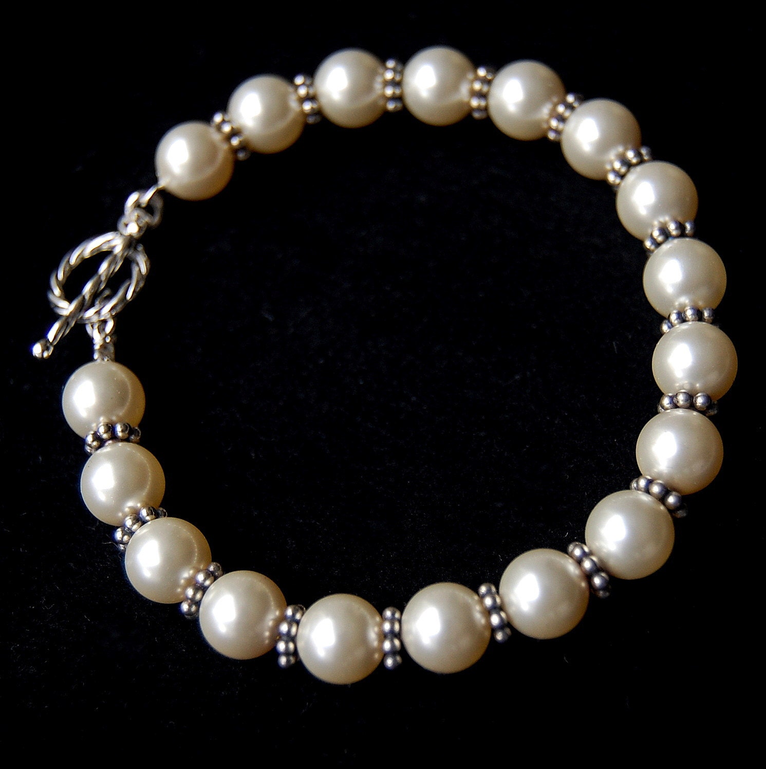 Pearl Bracelet Antique Sterling Silver and Pearl Bracelet