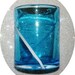 Blown Art Glass Aqua Blue Random White Stripe Bubble Spotted Hand Made Single Drinking Cup Handmade Tumbler Barware Pencil Toothbrush Holder