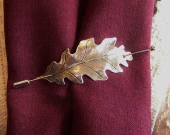 Shawl Pin, Scarf Pin, Oak Leaf Pin, Sweater Pin, Silver Oak Leaf Shawl Pin, Leaf Pin, Stick Pin, Silver Oak Leaf