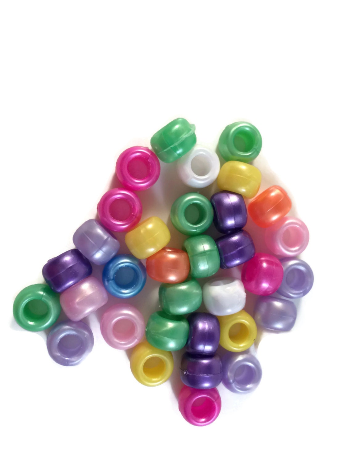 Pony Beads Pearl Mix Plastic Large Hole Beads Multicolored
