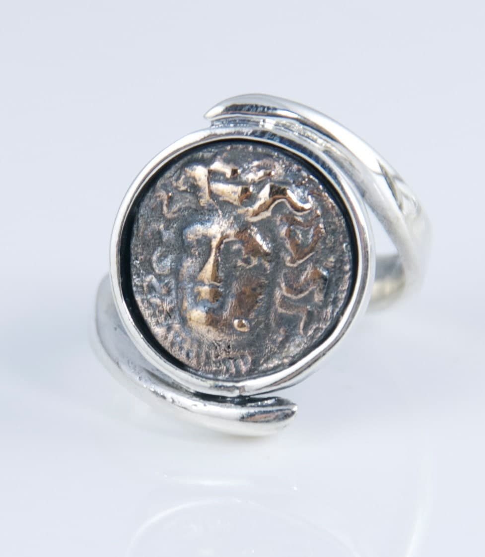 Ancient Greek Coin Ring Medusa Sterling Silver swirl