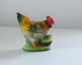 Vintage ceramic chicken with corn figurine / Wales Japan hen urban rustic farmhouse cottage chic decor