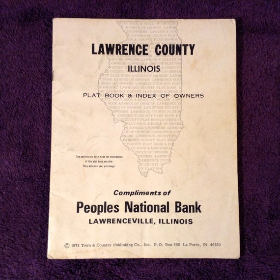 1973 Atlas and Plat Book Lawrence County Illinois Index of