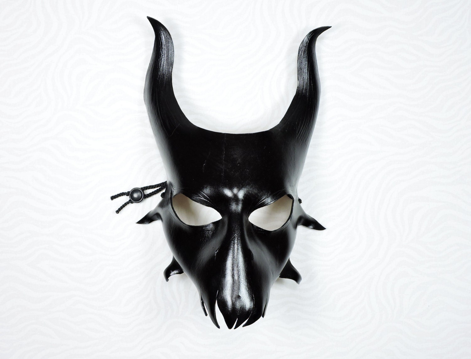 Black Devil Mask Leather Halloween Cosplay Costume Demon 9126