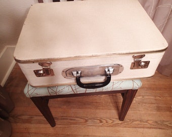 Janis Iro Suitcase 1940s Unique Traveler vintage luggage built in flat iron travel iron, rolling wheels, Vintage storage