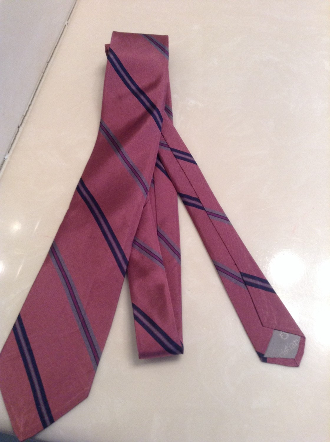 Skinny Christian Dior Mauve Striped Necktie by Cheapvintagefashion